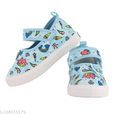 Levot Enasky blue velcro ballerinas for girls: canvas sole, PVC printed design, perfect comfort and style for kids aged 12-15 months