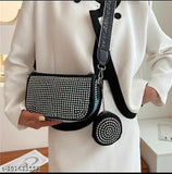 Acrylic Fantastiqo Rhinostone trendy womens sling bag with coin pouch, embellished net pattern, free size. Women's fashion accessory from India
