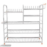Stainless steel 5-shelf kitchen rack organizer, modular and spacious for dishware, utensils, and cutlery (30x30 inch)