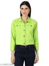 Denim solid waistcoat for women, trendy and fabulous, long sleeves, size S (bust 34in, length 20in), made in India