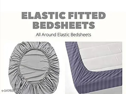 Glace cotton, checked printed king-size bedsheet with 2 pillow covers, perfect for summer, fits 4-8 inch mattresses