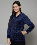 Velvet hoodie sweatshirt with pockets, 100% cotton, multicolor print, long sleeves - eWools Women's Hoodie, made in India