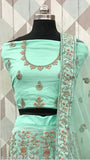 Sky Blue Embroidered Net Lehenga Choli with Semi-Stitched Blouse and Dupatta - Perfect for Festive Occasions