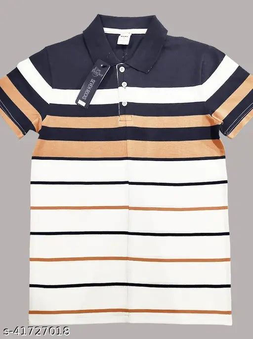 Cotton striped short sleeve EyeBogler Men's T-shirt, unique "Cut-Panel" design, India-origin new fashion