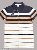 Cotton striped short sleeve EyeBogler Men's T-shirt, unique "Cut-Panel" design, India-origin new fashion