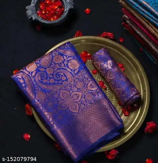 Golden net saree with zari woven patterns, free size Indian traditional Aishani Drishya saree