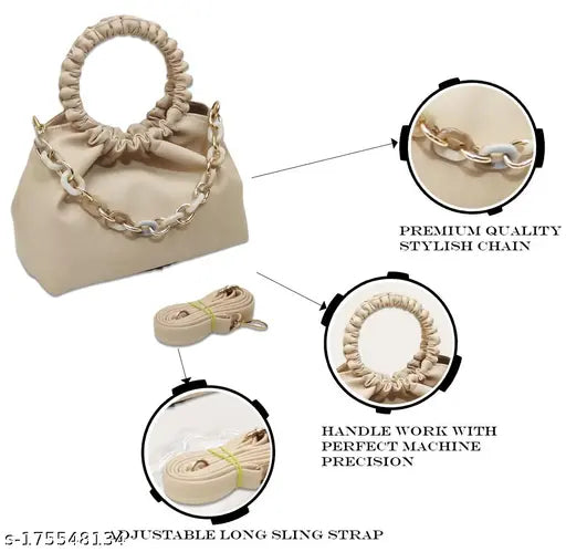 Magnifique PU Sling Bag for Women - Solid net, 2 compartments, free size. Durable side bag for casual and official wear. Quality made in India