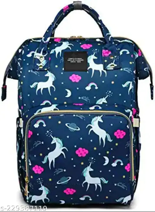 Blue printed polyester kidsify Baby Diaper Bag, spacious with organizational compartments and water-resistant, ideal for travel or family outings