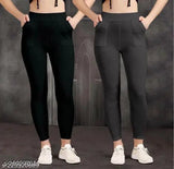 Women's fashion jeggings L pocket pack of 2, lightweight cotton blend solid jeans for trendy style and comfort