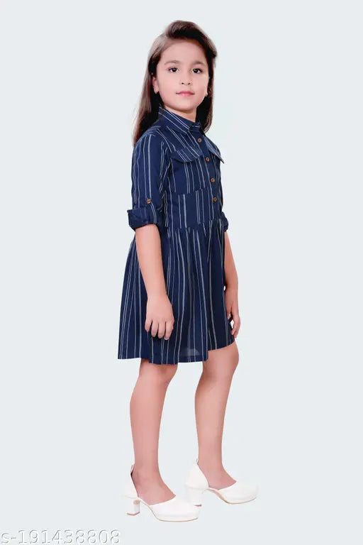 Striped cotton shirt dress for girls (7-8yrs, 27in bust / 28in length, 12-13yrs, 33in bust / 34in length). Perfect for work or dinner