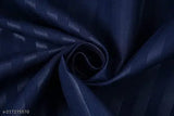 Navy blue glace cotton fitted bedsheet set with 2 pillow covers (72x78 inches, 18x28 inches), striped pattern, elastic corners, ideal for adult summer use