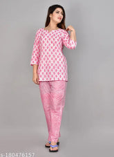 Pure cotton nightsuit for women, printed net, limited edition premium cotton top and pyjamas set