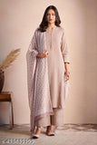 Viscose kurta set with dupatta and dhoti pants, self-design net material, three-quarter sleeves, single size S & M, Indian origin