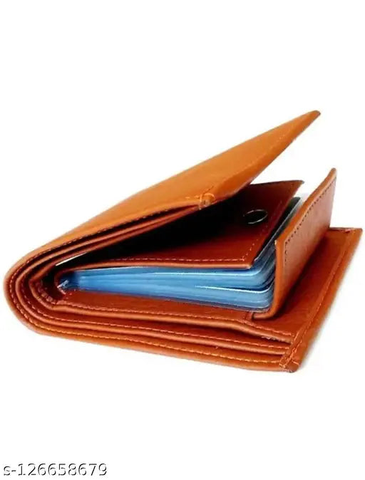 Solid PU stylish album wallet with 2 compartments, free size (22cm x 12cm), Indian-made accessory