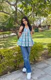 Trendy designer cotton tunics, sleeveless printed net tops for women, XS-XXL, India origin