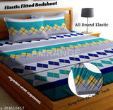 Glace cotton checked double size bedsheet, 72"x78" + 8" drop with 2 pillow covers, breathable & wrinkle-free for 4-8 inch mattresses