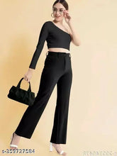 Black lycra bell bottom trousers, elegant women's fashion wear from India