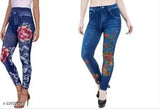 Stylish cotton blend printed net jeggings for women, available in sizes 24, 26, 28, 30 (waist 24in-30in, length 35in), origin India