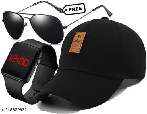 Cotton baseball caps - Sports Regular cap pack of 3, featuring brand logo pattern in one size, made in India