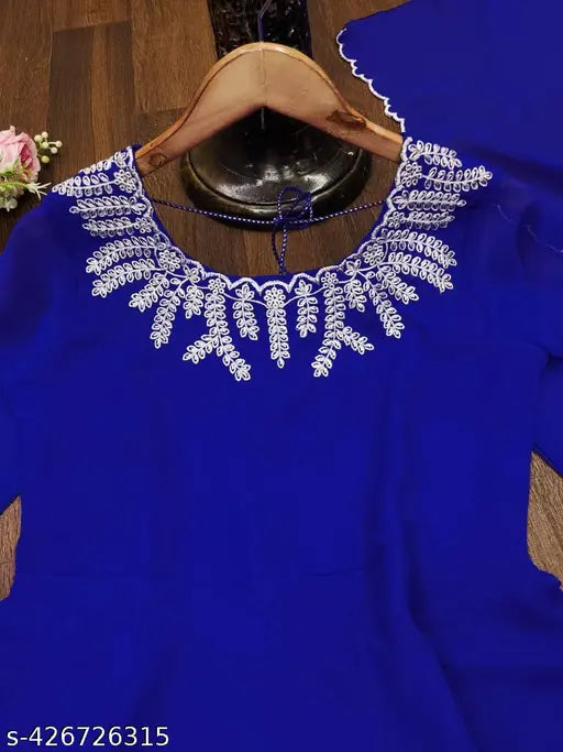 Blue Georgette Anarkali embroidery gown, size M (38 in bust, 52 in length) - Indian handcrafted bridal wear