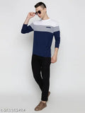 Emerald green men's cotton blend round neck, colorblocked full sleeves T-shirt - premium quality for everyday wear, India origin