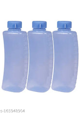 Blue plastic fridge-friendly water bottles, set of 3 - Leak-proof, BPA-free, and break-resistant