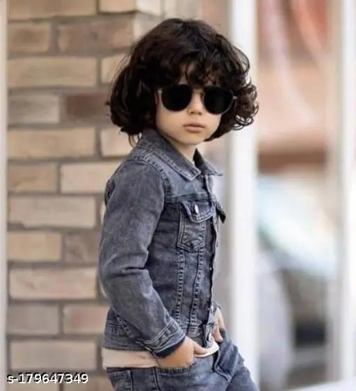 Denim dyed/washed boys jacket, trendy agile style for 4-8 years old