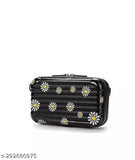 Multicolor floral print PU mini suitcase sling bag, 2 compartments for travel essentials, free size