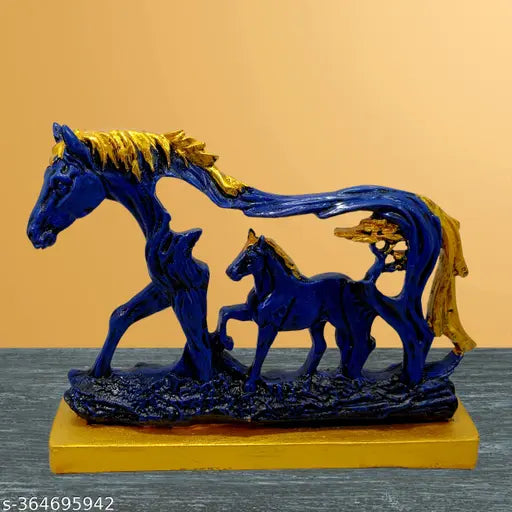Meticulously handcrafted resin horse sculpture, 28x8x21 cm, premium quality decor piece for living room or office