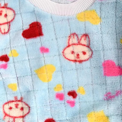 Wool kids winter sweater with long sleeves and printed net pattern - 1-2 years size from India