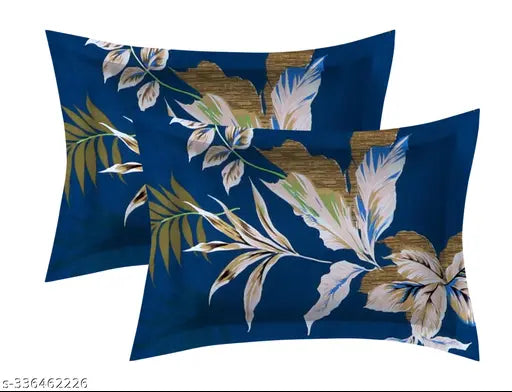 Luxoro Homes Glace Cotton double bed elastic fitted sheetset with 2 pillow covers (72x78 inches, 18x28 inches), botanical pattern, ideal for summer decor