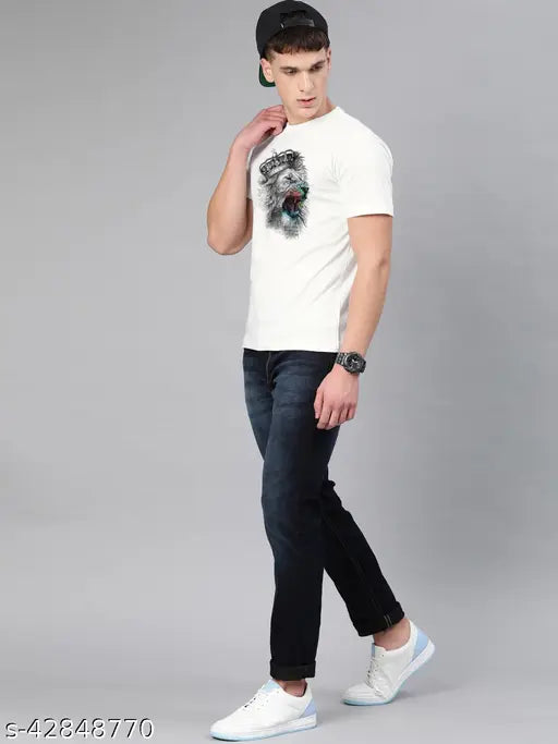 Colourful Threads Lion King graphic printed round neck half sleeve white 100 cotton men's T-shirt, premium quality, perfect gym wear & events, non-shrinkable, made in India