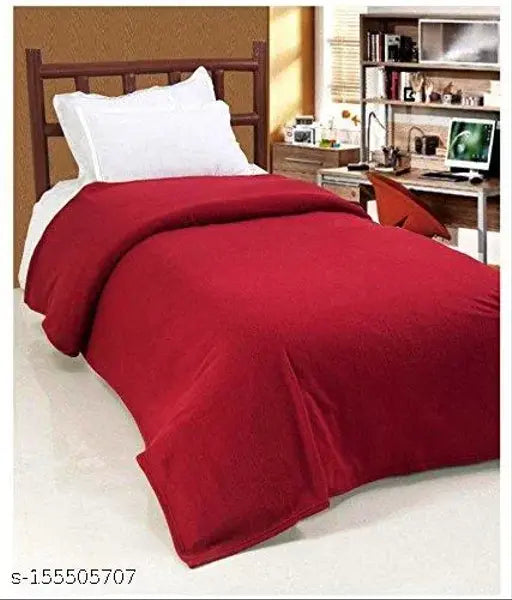 Maroon fleece double bed blanket (90x90), soft, warm, and comfortable RichLINEN premium quality
