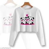 Long sleeve cotton TWO Panda Top, printed net pattern in size S, M, L, XL from India