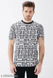 White polyester long sleeve t-shirt for men with printed ethnic motif, size M, from India