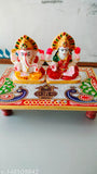 Handmade marble Ganesh Laxmi Idol (15x9cm), traditional Indian artwork
