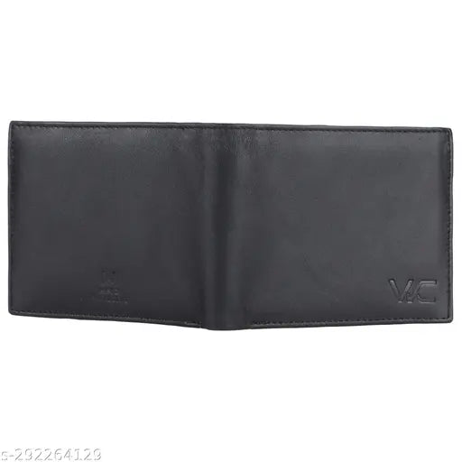 Black genuine leather slim wallet for men, RFID protected, high-quality handcrafted design, gift boxed