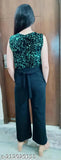 Lycra sleeveless embellished net jumpsuit for women, graceful style in Indian design, XS-XXXL sizes available