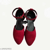 Red suede ankle bellies for girls, versatile and stylish flats for office or parties in Gillkart Alley Walk Women's red bellies sandals