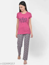 Cotton printed night suit top and pyjama set, women's sleepwear with short sleeves and varied sizes S, M, L