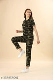 Cotton blend IBR track suit for women & girls, printed net pattern, short sleeves - Indian-crafted comfort for stylish sleepwear