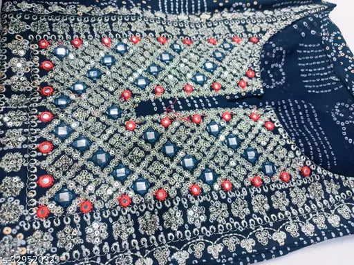 Bandhni Print Viscose Rayon Kurti, three-quarter sleeves, round neck, mirror work yoke. Indian women's fashion wear with vibrant prints