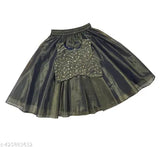 Baby Girls Readymade Black Lehenga Choli for Kids: Traditional Indian net lehenga with jacquard design, sleeveless and stitched for comfort, perfect for special occasions, 6-8 years size, embodies elegance, shipped within India