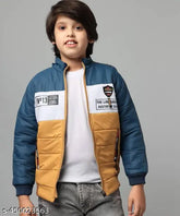 Mustard nylon long sleeve jacket for boys with multi-color print, durable and stylish for outdoor events