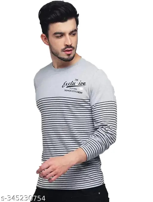 Striped cotton men's full sleeve t-shirt, long sleeves, S & M sizes available