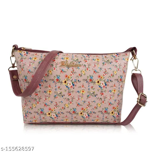 Purple leather shoulder bag with multiple pockets, stylish design