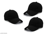 Black cotton baseball caps combo - 3 adjustable pack, perfect for sports and unisex use, from Collection India