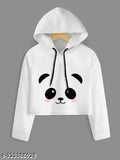 Acrylic printed hooded sweatshirt for women, long sleeves, premium quality fleece, winter wear