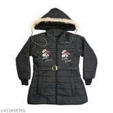 Stylish printed nylon hoodie jacket, perfect winter wear for girls aged 1-2 years, full sleeve with cap pullover hood