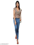 Denim jeggings, high waist, skinny fit, stretchable, solid Dxblue for women - close-up view on mannequin